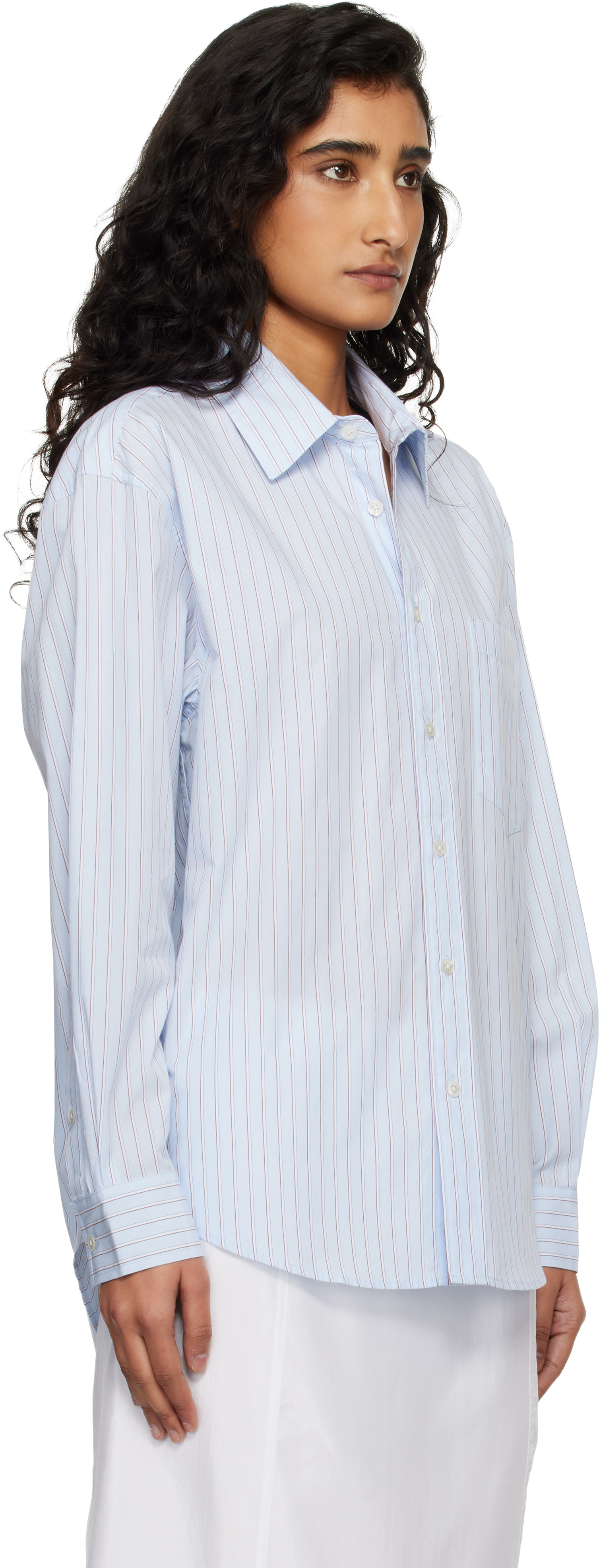 Blue Oversized Striped Shirt