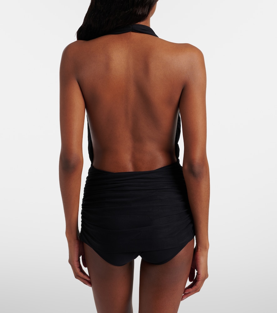 Draped halterneck swimsuit