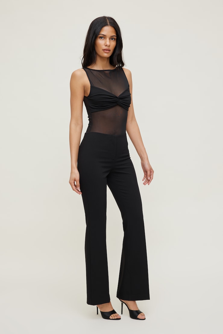 Sheer Mesh Bodysuit - Black - Women Clothing