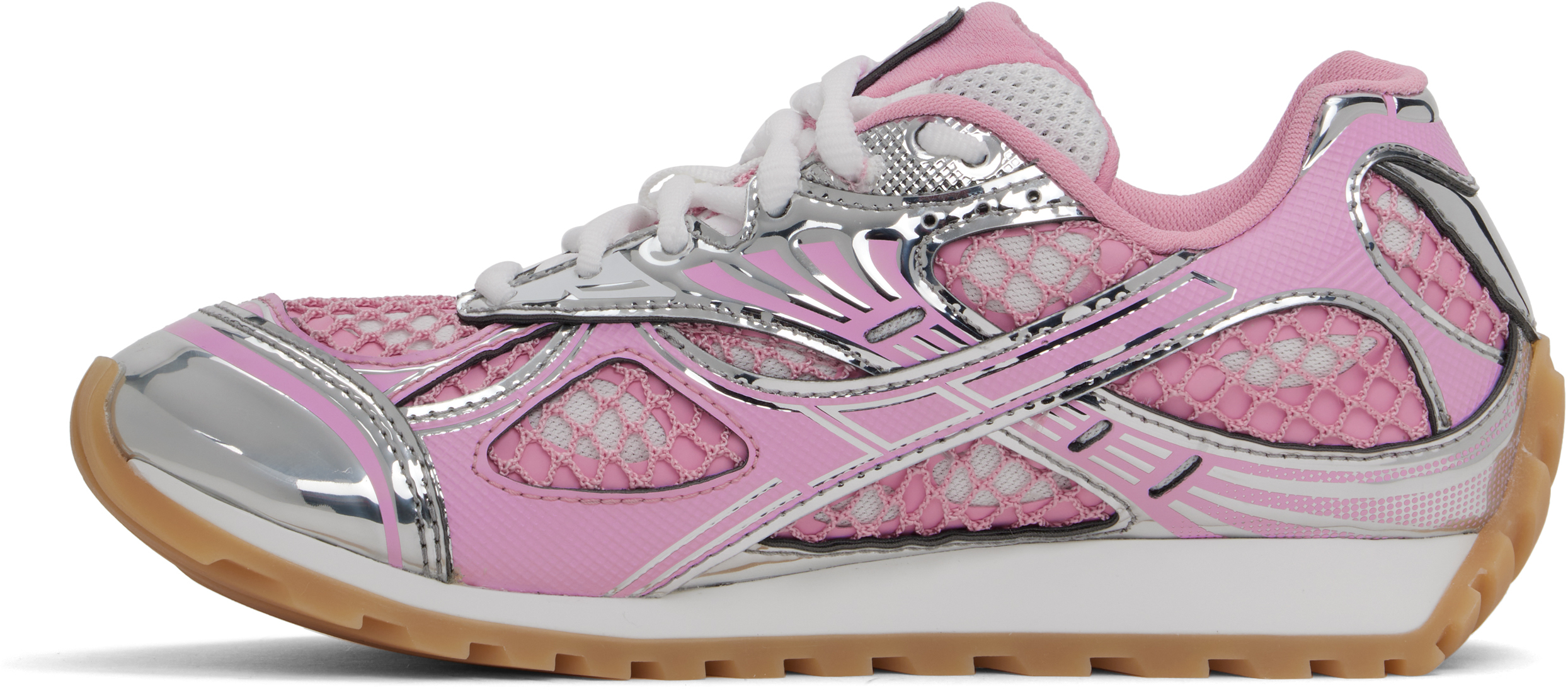 Bottega Veneta Pink & Silver Orbit Sneakers