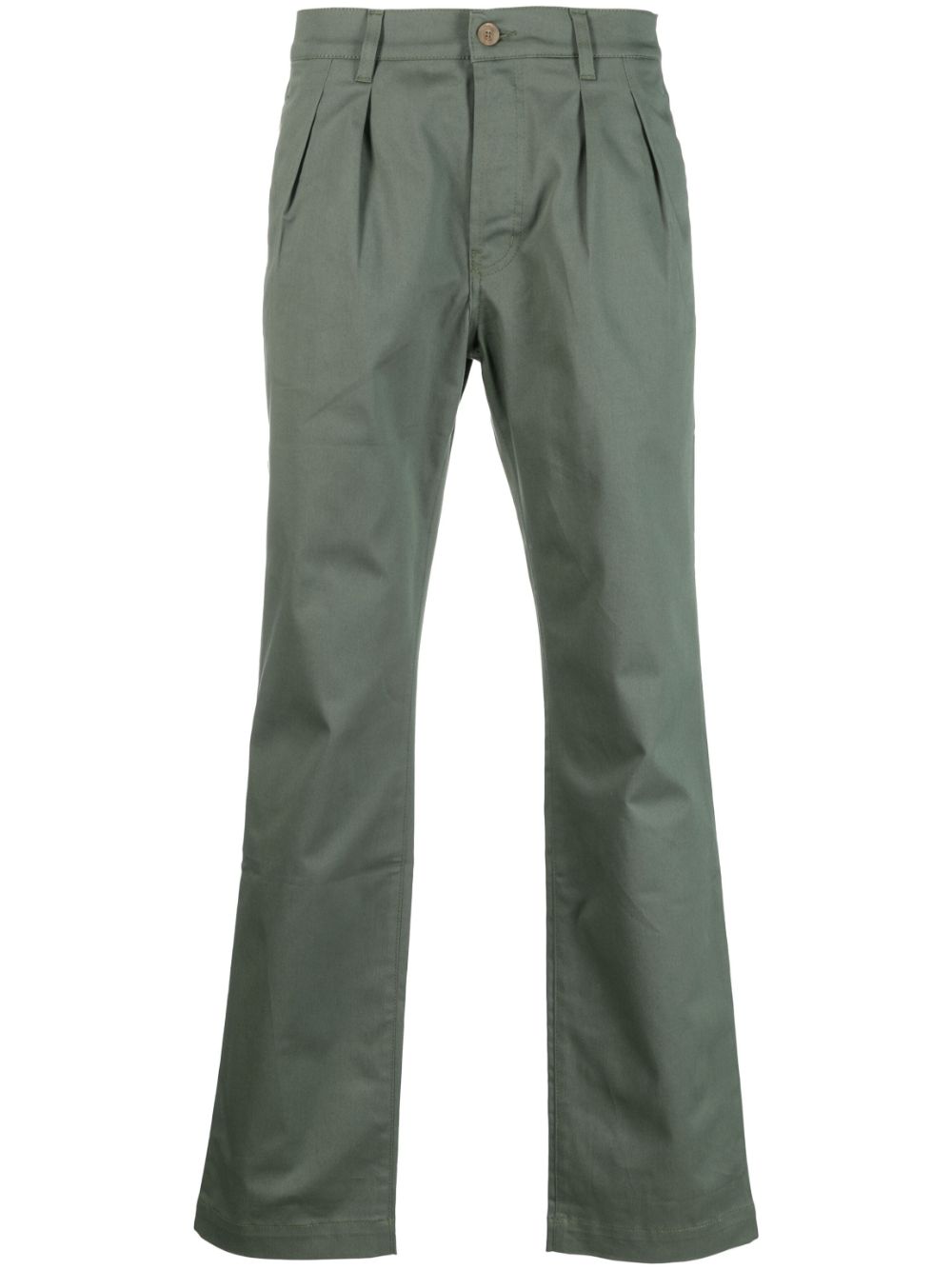 Pleat-detail chino trousers - Green