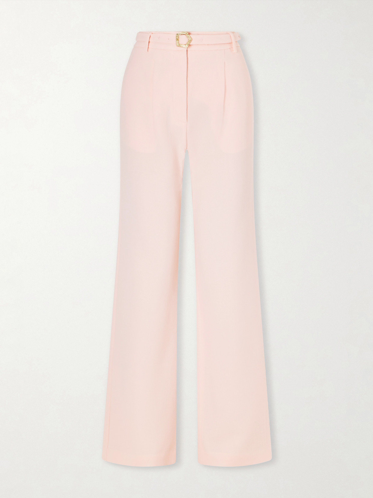 Rota Belted Pleated Wool-crepe Straight-leg Pants - Pink