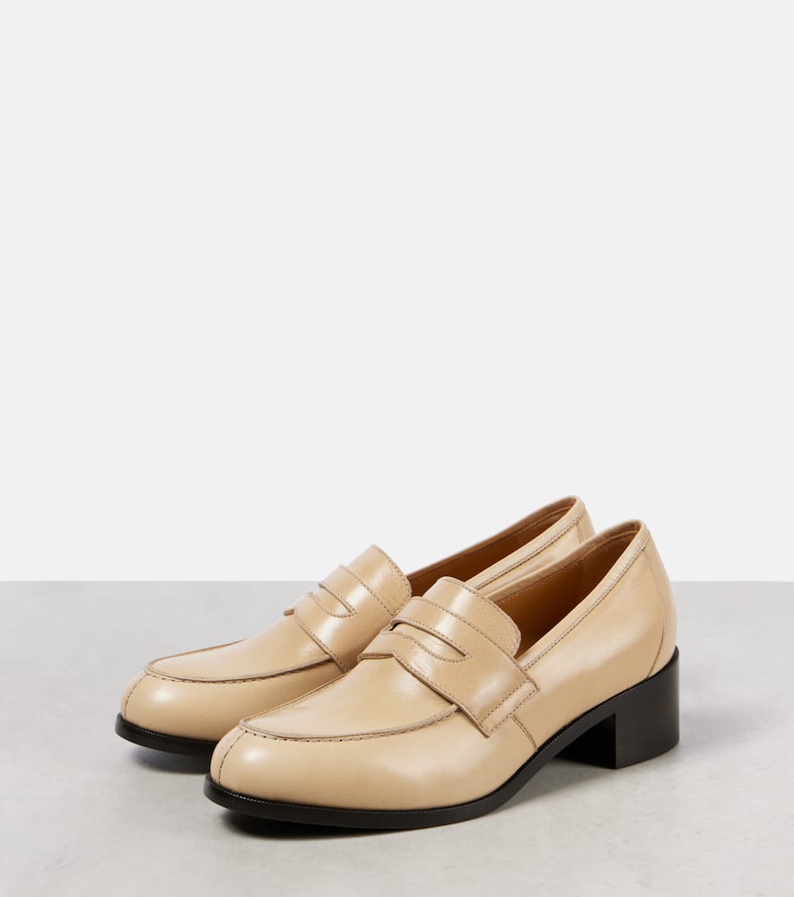 The Row Vera leather loafer pumps