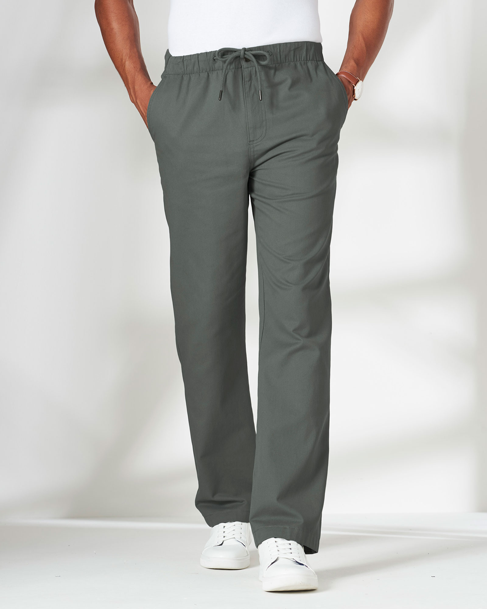 Men's Rugby Comfort Trousers in Green, 100% Cotton