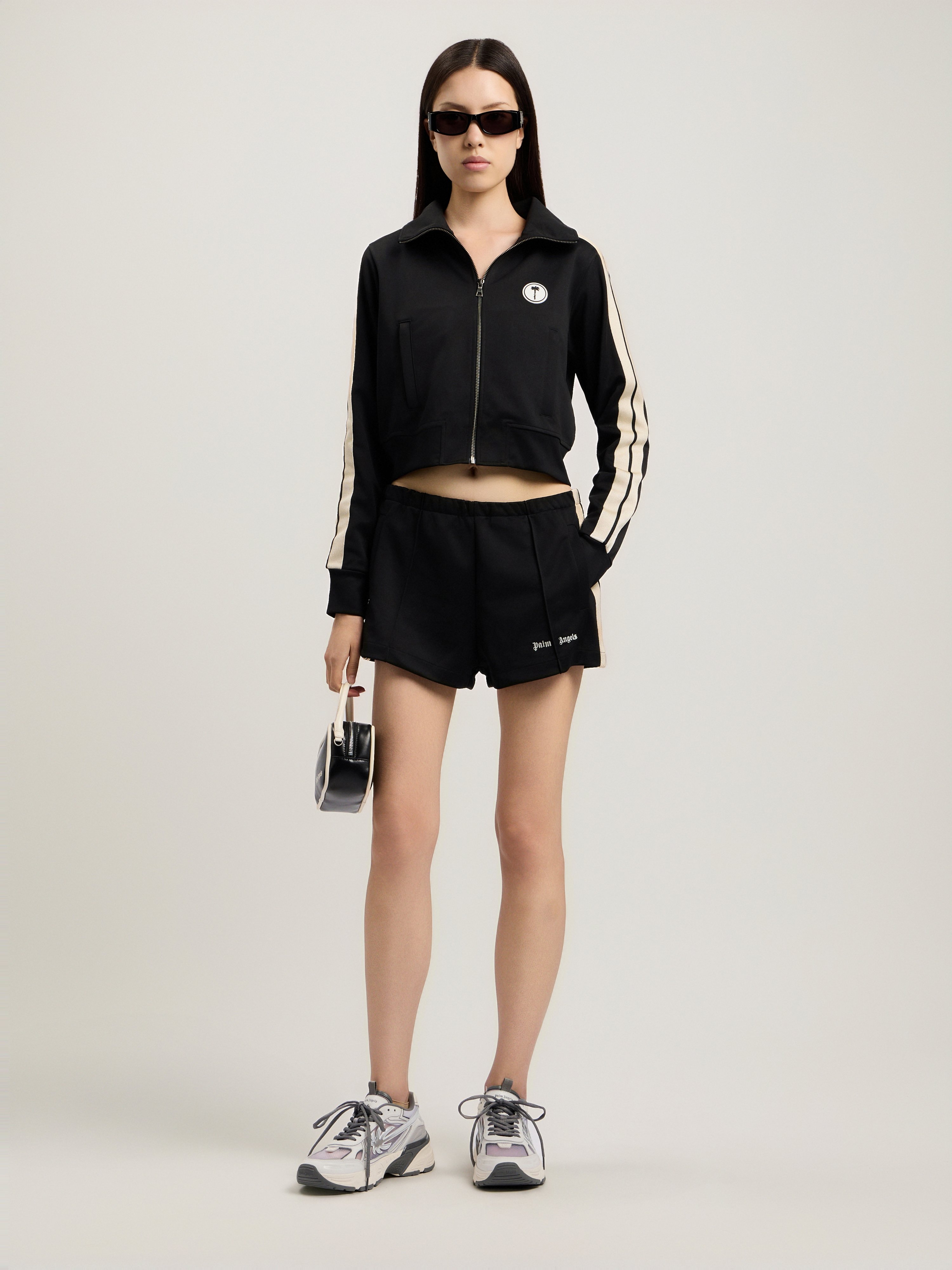 Tree Logo Crop Track Jacket Woman  Black Off White