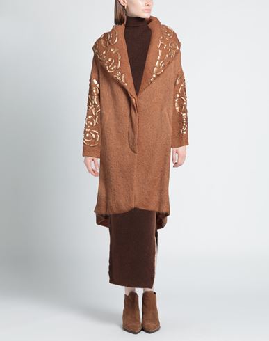 Woman Coat Camel Size 2 Merino Wool, Virgin Wool, Polyamide