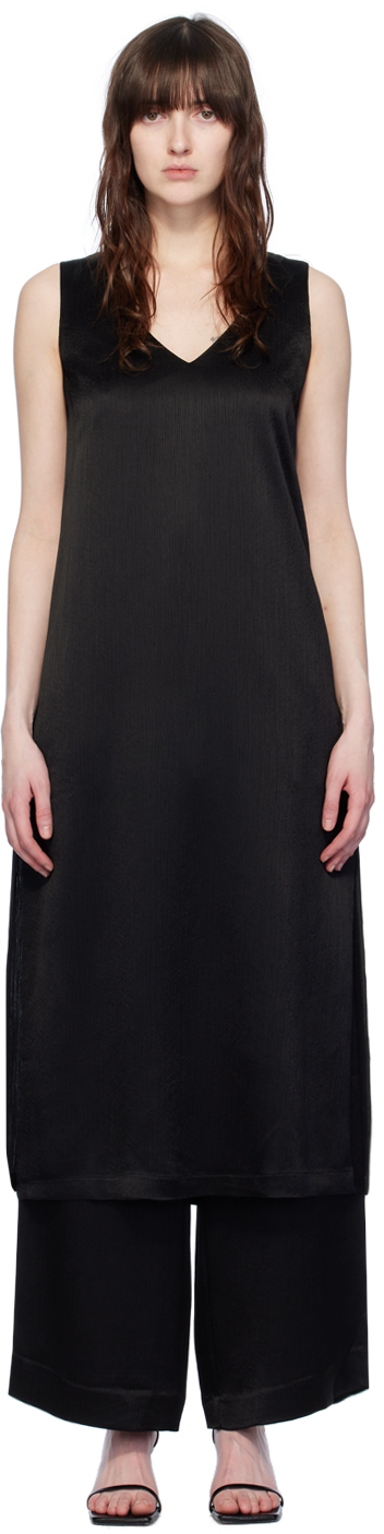Elleme Black V-Neck Midi Dress