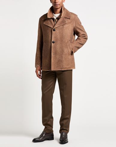Man Coat Camel Size L Wool, Polyamide, Acetate, Polyester, Mohair wool