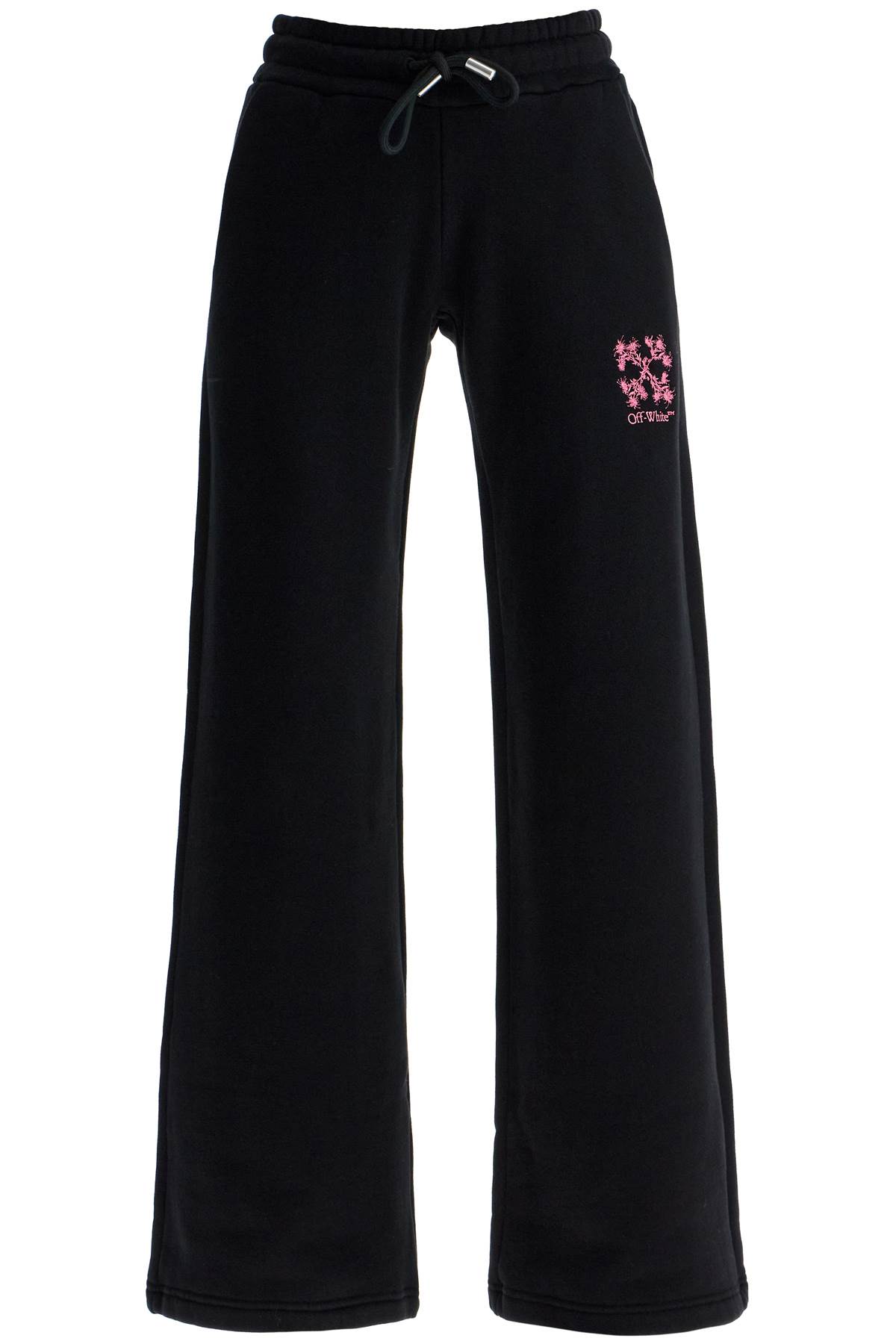 Arrows-embroidered straight trousers - Black