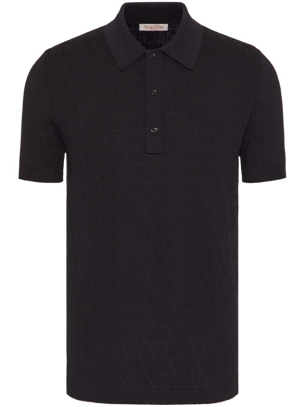 VLogo-jacquard polo shirt - Black