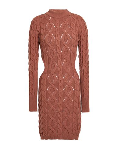 Woman Mini dress Brown Size 4 Viscose, Polyester, Polyamide