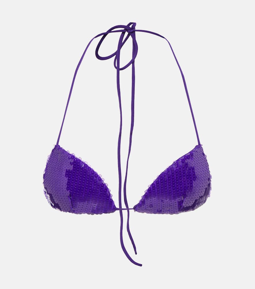 Sequined halterneck bra top