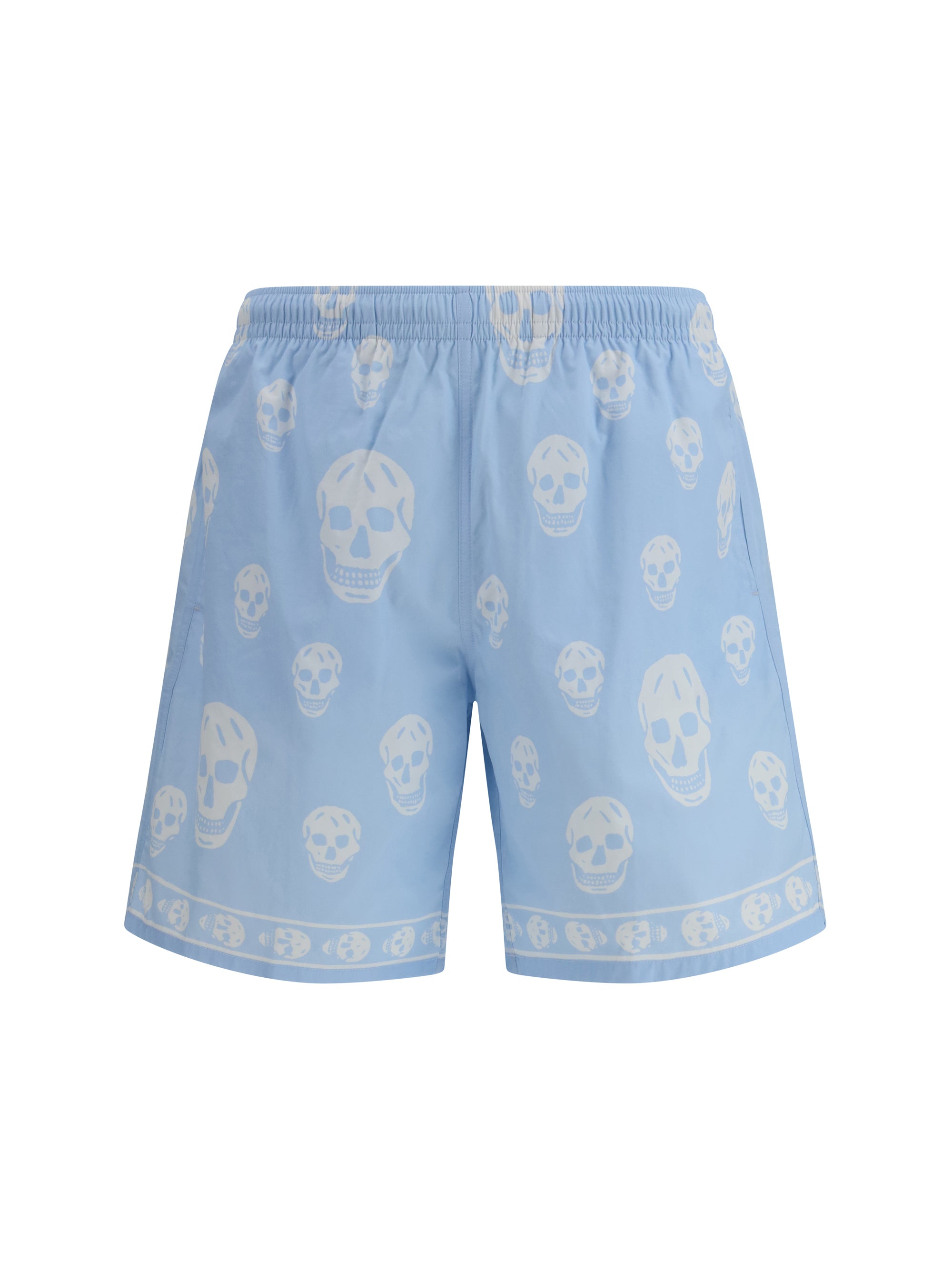 Skull-Print Swim Shorts — Blue