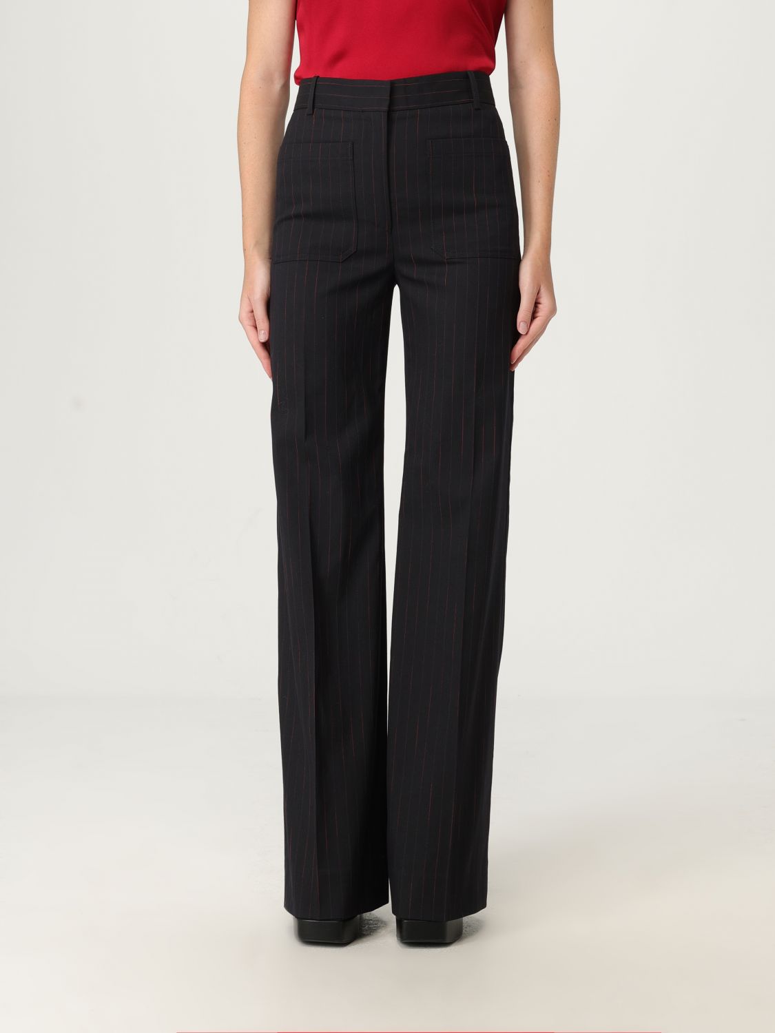 Pinstripe straight trousers - Blue