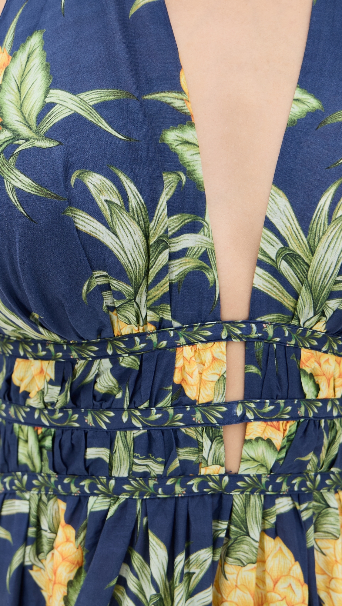FARM Rio | Delicate Pineapple Navy Blue Midi Dress Delicate Pineapple Navy  Blue | Realry
