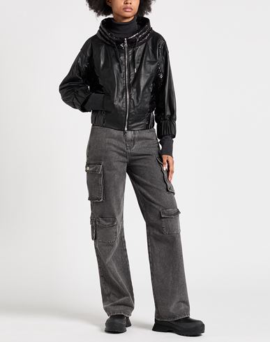 Woman Jacket Black Size 6 Polyamide, Ovine leather