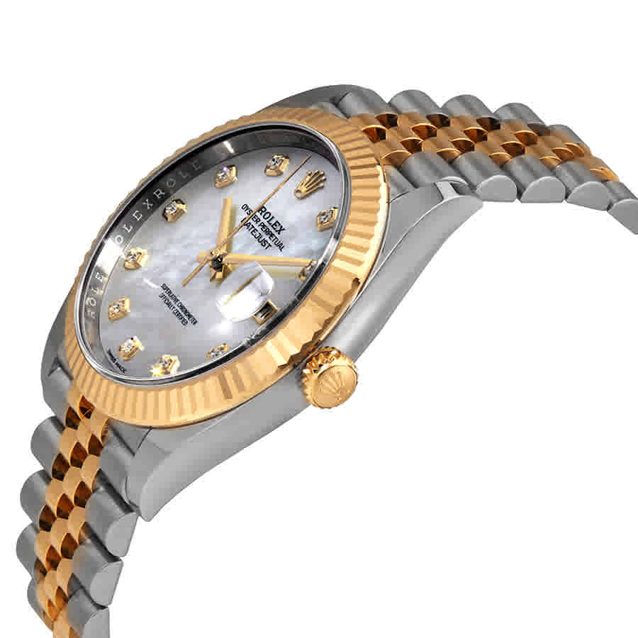 Datejust 41 White Mother of Pearl Dial Automatic Mens Steel and 18K Yellow Gold Jubilee Watch 126333MDJ