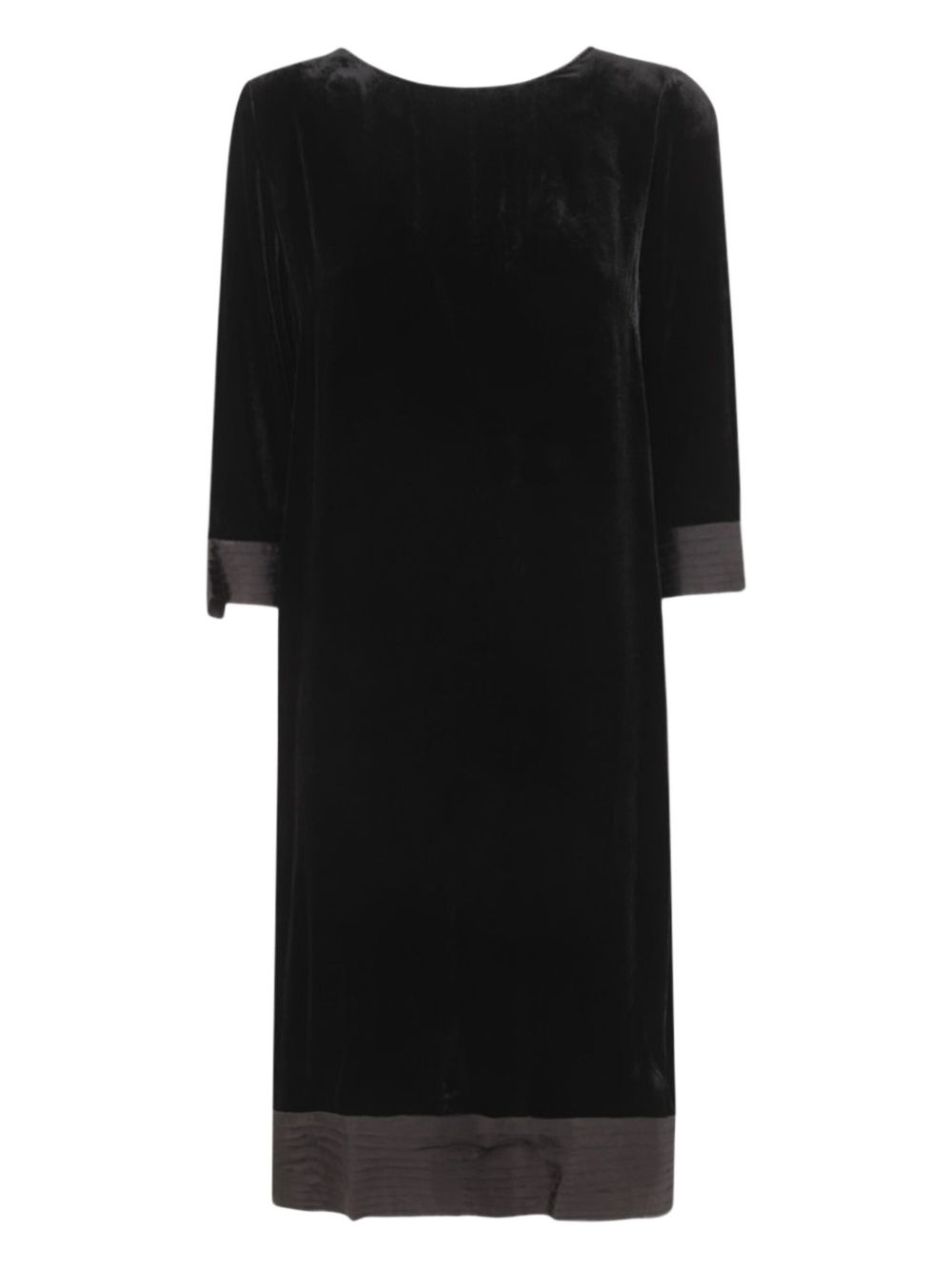 Velvet three-quarter sleeve dress - Black