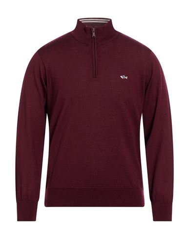 Man Turtleneck Burgundy Size L Virgin Wool