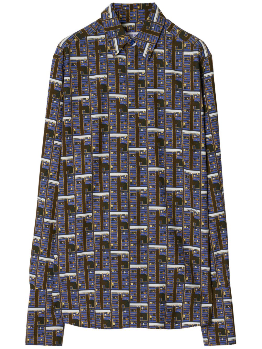 Bus graphic-print silk shirt - Blue
