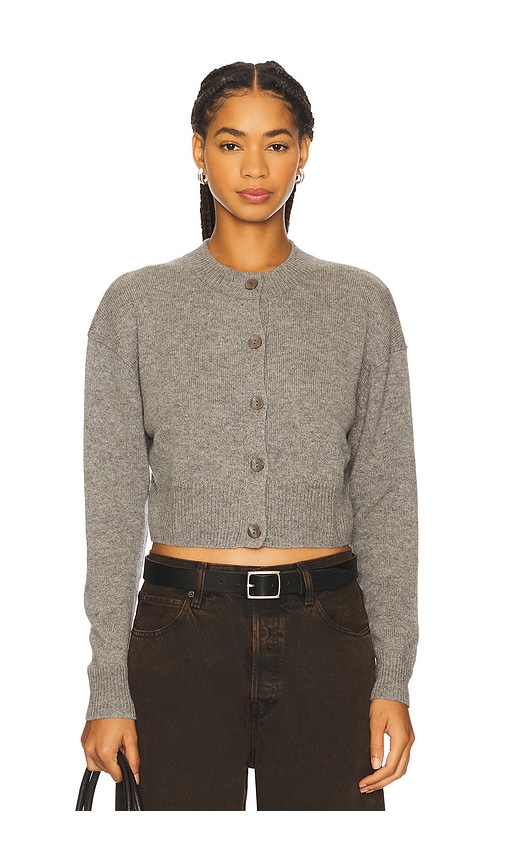 Autumn Cashmere Cropped Cardigan in Grey. - L also in XS