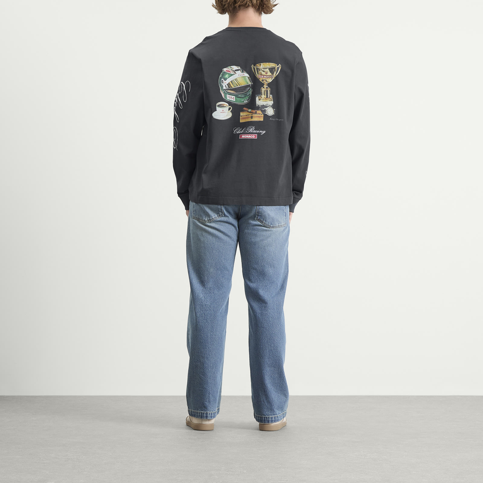 Men's Racing Long Sleeve T-Shirt Washed Grey