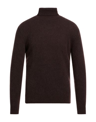 Man Turtleneck Chocolate brown Size 42 Cashmere, Silk, Polyester