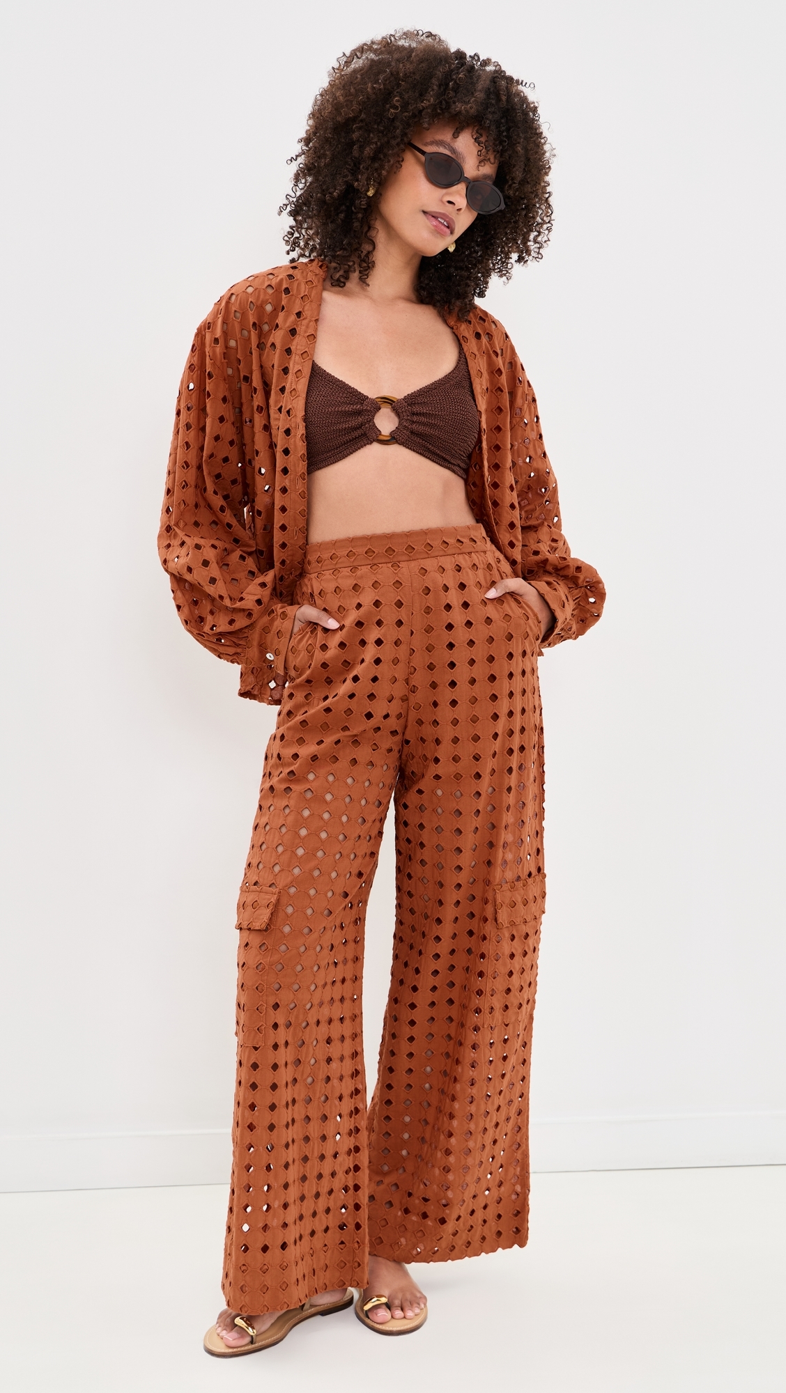 Brown Castanha Eyelet Cargo Pants Brown Castanha