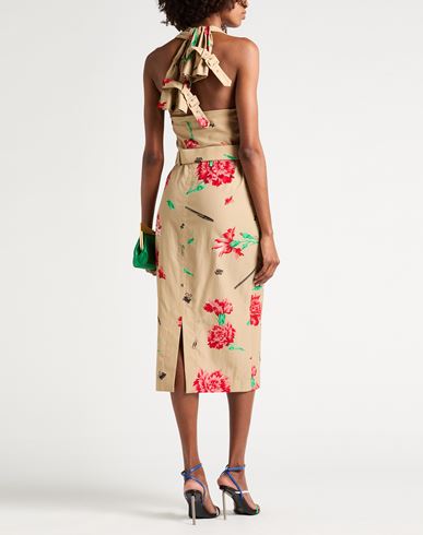 Couture Woman Midi dress Beige Size 6 Cupro, Cotton