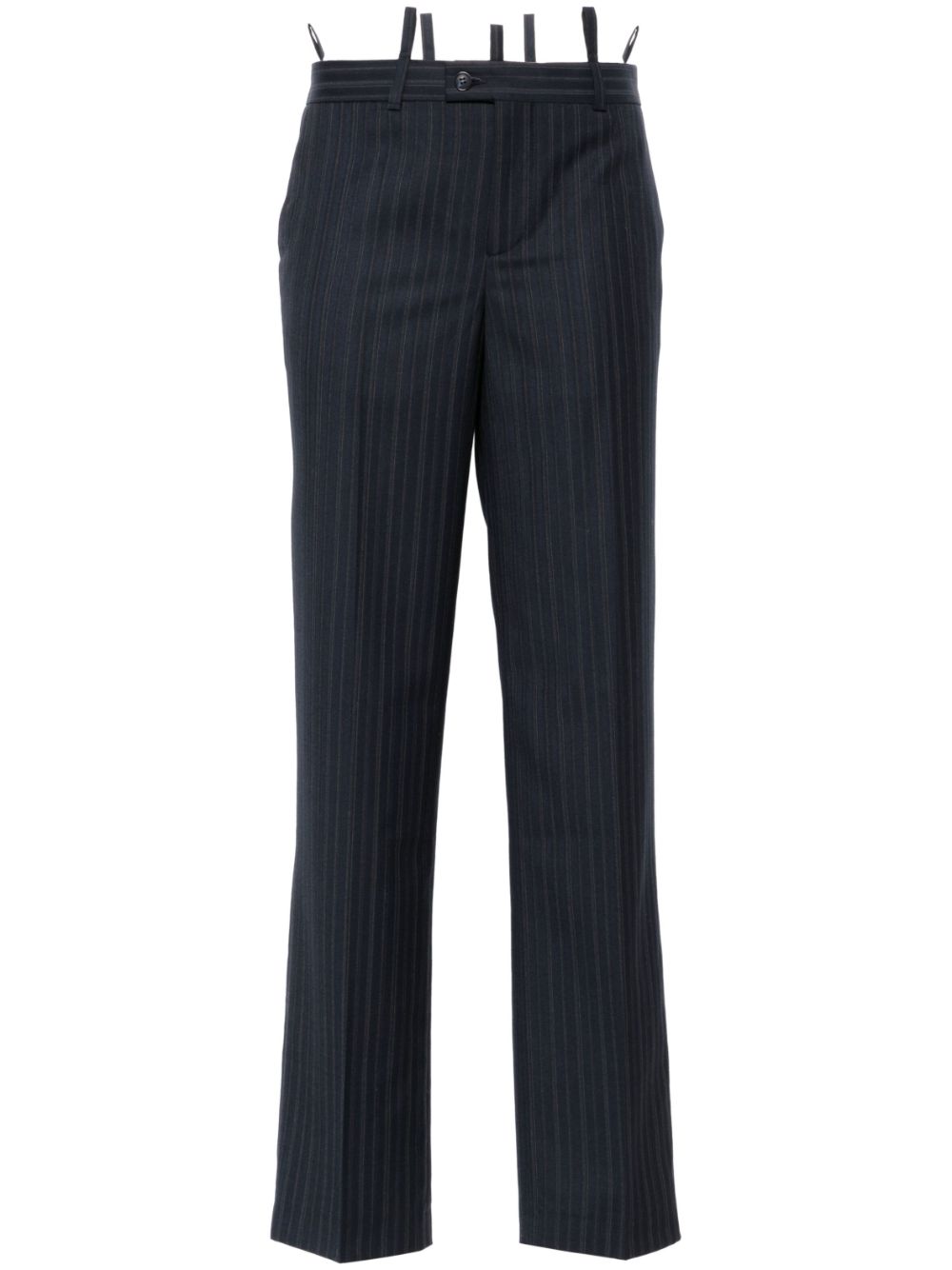 Pinstriped tailored straight trousers - Blue