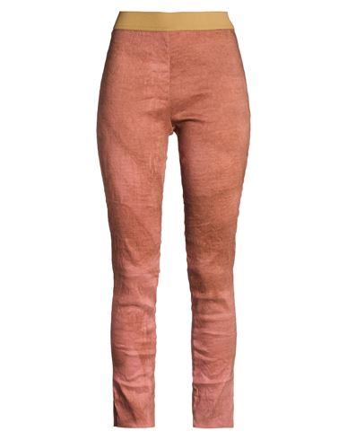 Woman Pants Rust Size S Linen, Polyamide, Elastane