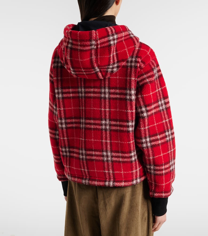 Check hooded wool-blend jacket