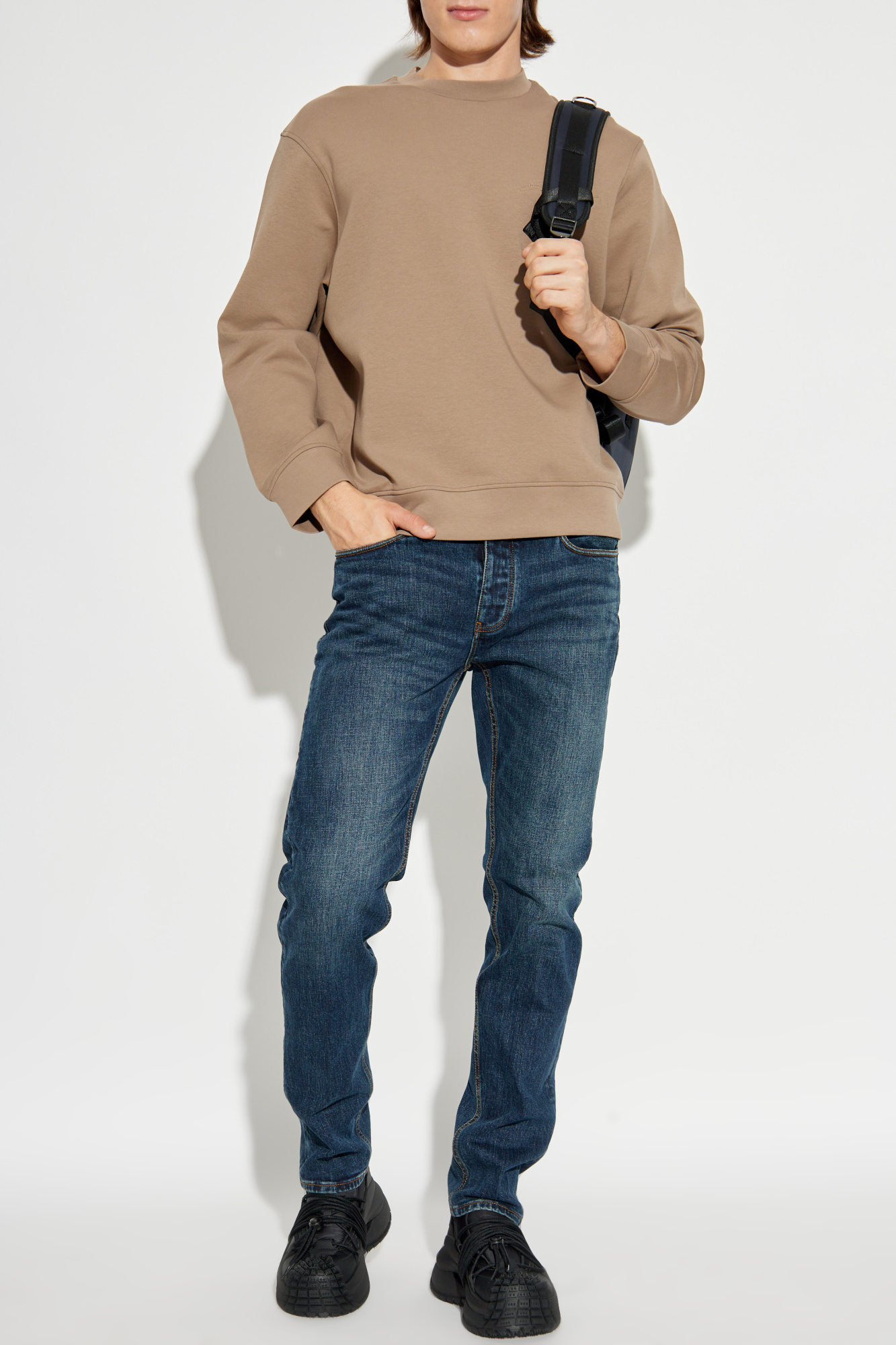 Sweatshirt With Logo, Men's, Beige