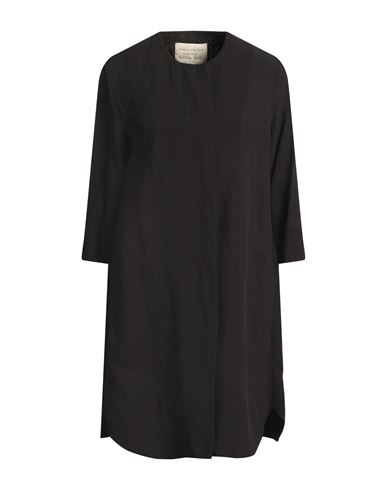 Woman Overcoat & Trench Coat Black Size 4 Viscose, Linen