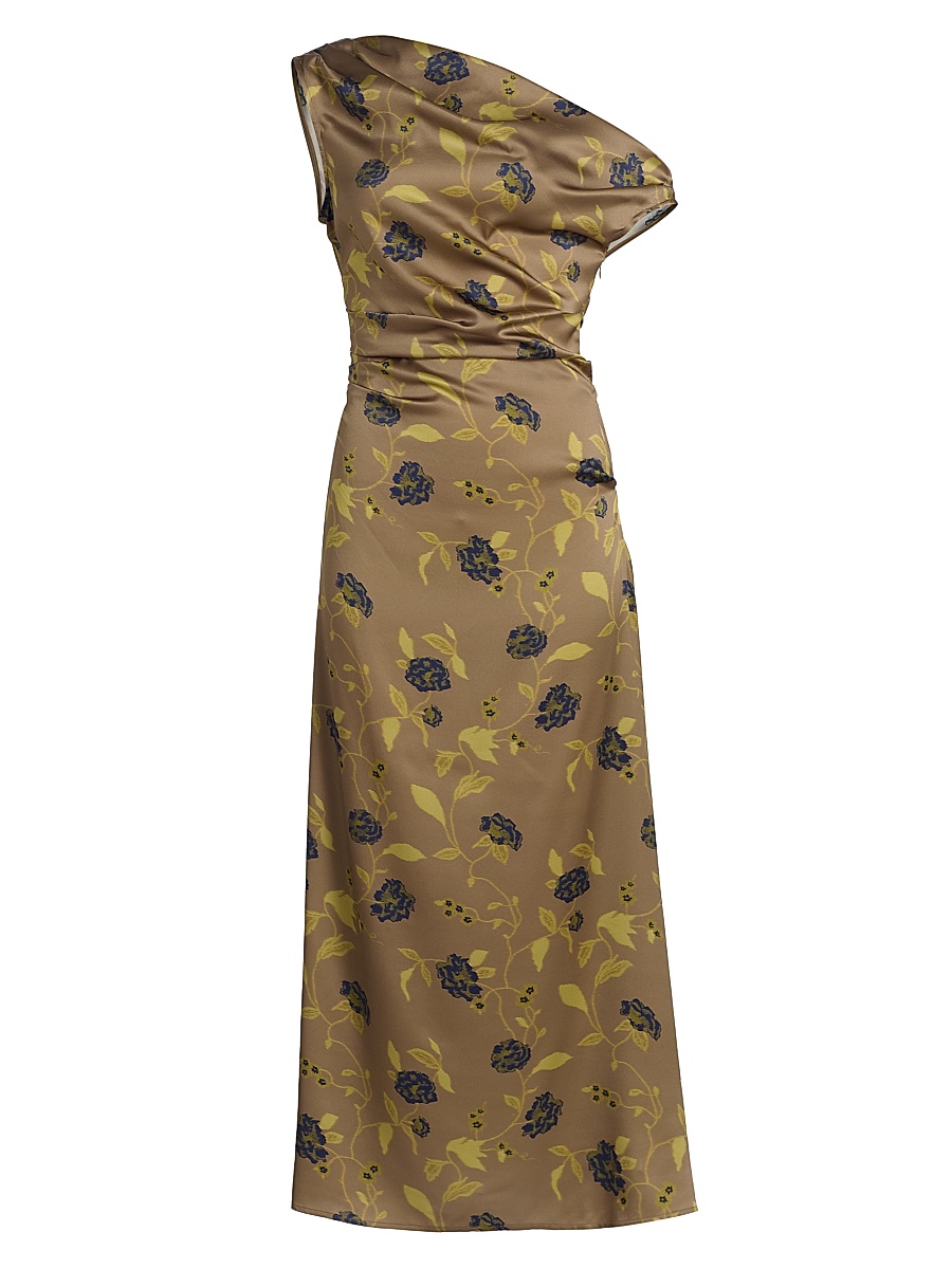 Women's Phare Asymmetric Floral Silk Midi-Dress - Vintage Floral