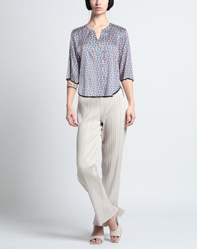 Woman Top Slate blue Size 10 Silk, Elastane