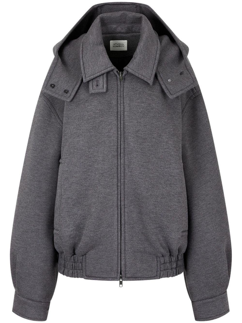 Detachable-hood zip-up jacket - Black