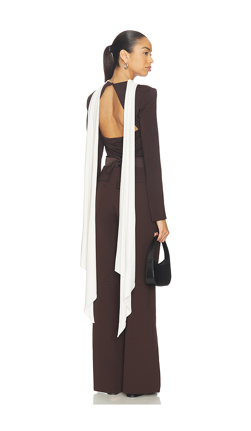 ROTATE Long-sleeved Scarf Top in Chicory Coffee Combo. 32 also
