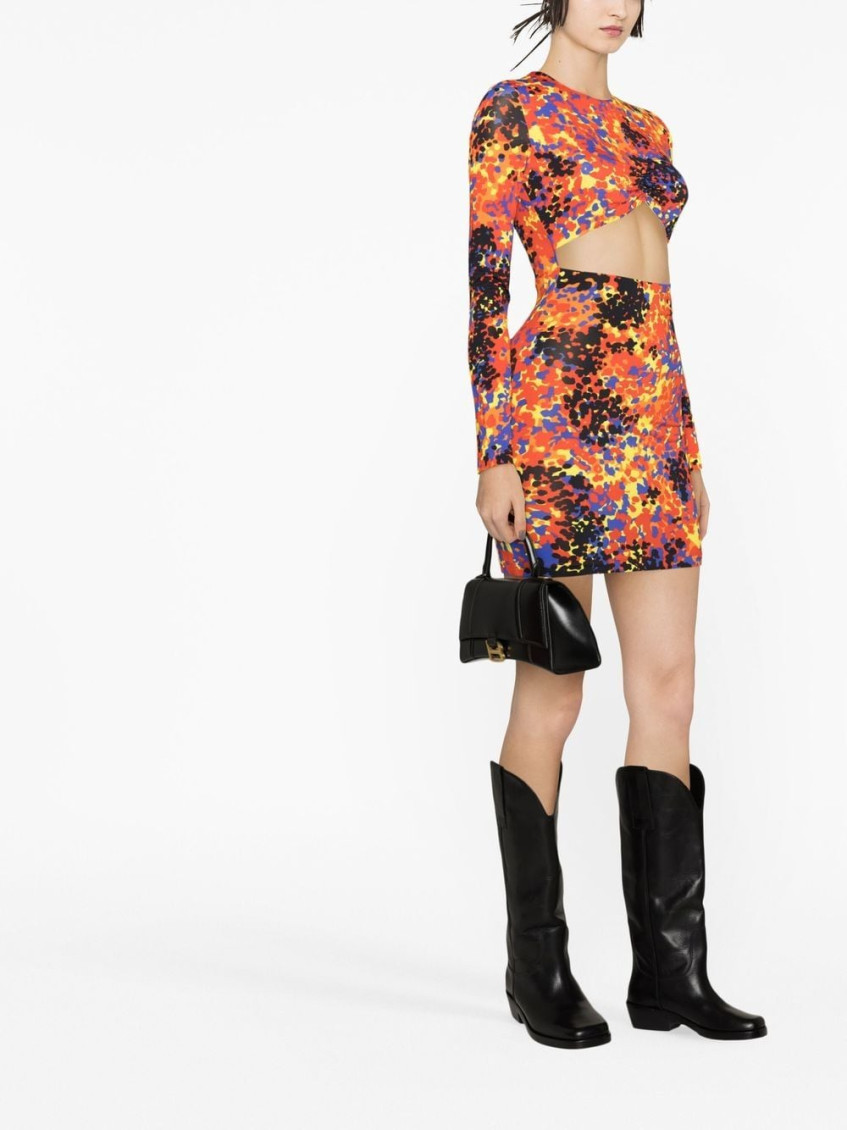 - Printed Cut-out Short Dress