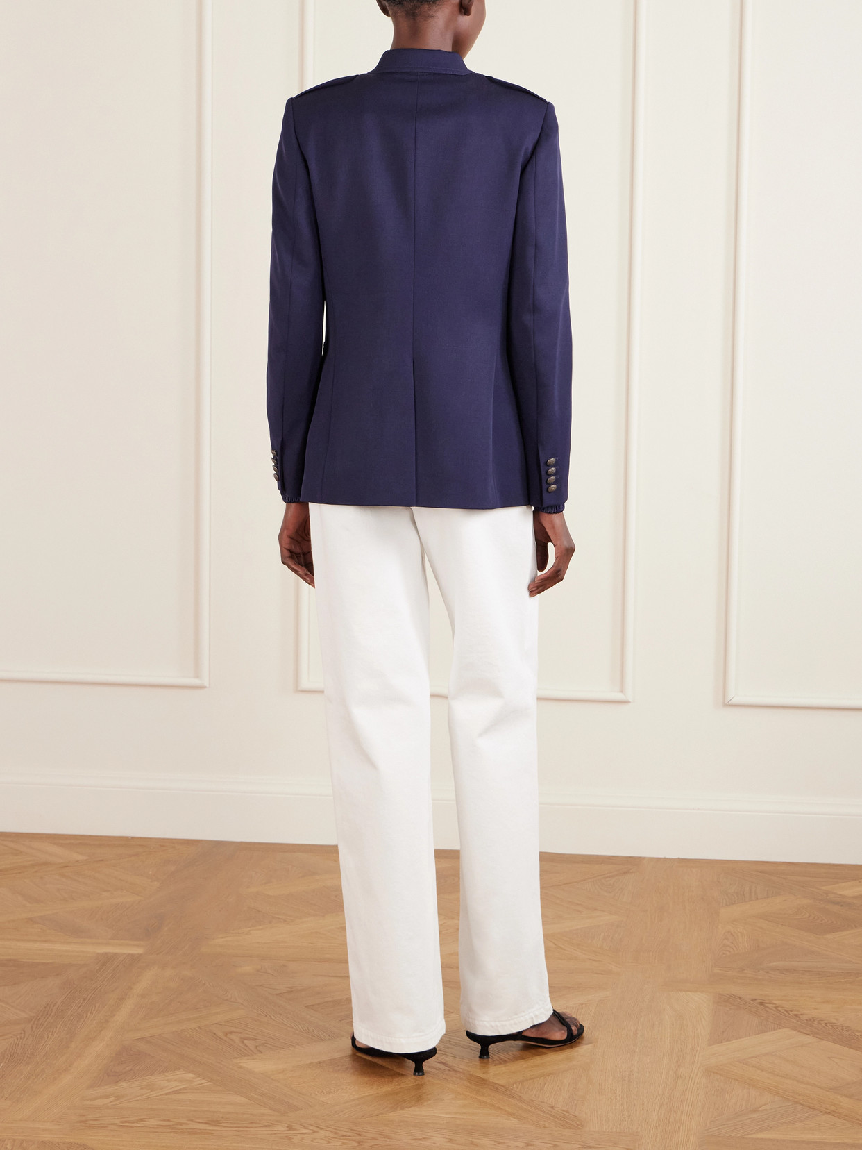Annabeth Grain De Poudre Wool Jacket - Blue