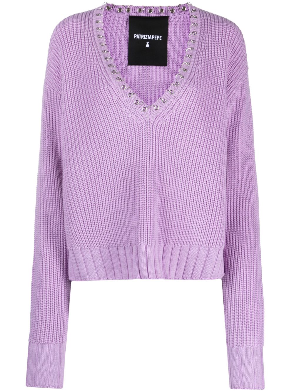 Piercing-detail chunky-knit jumper - Black