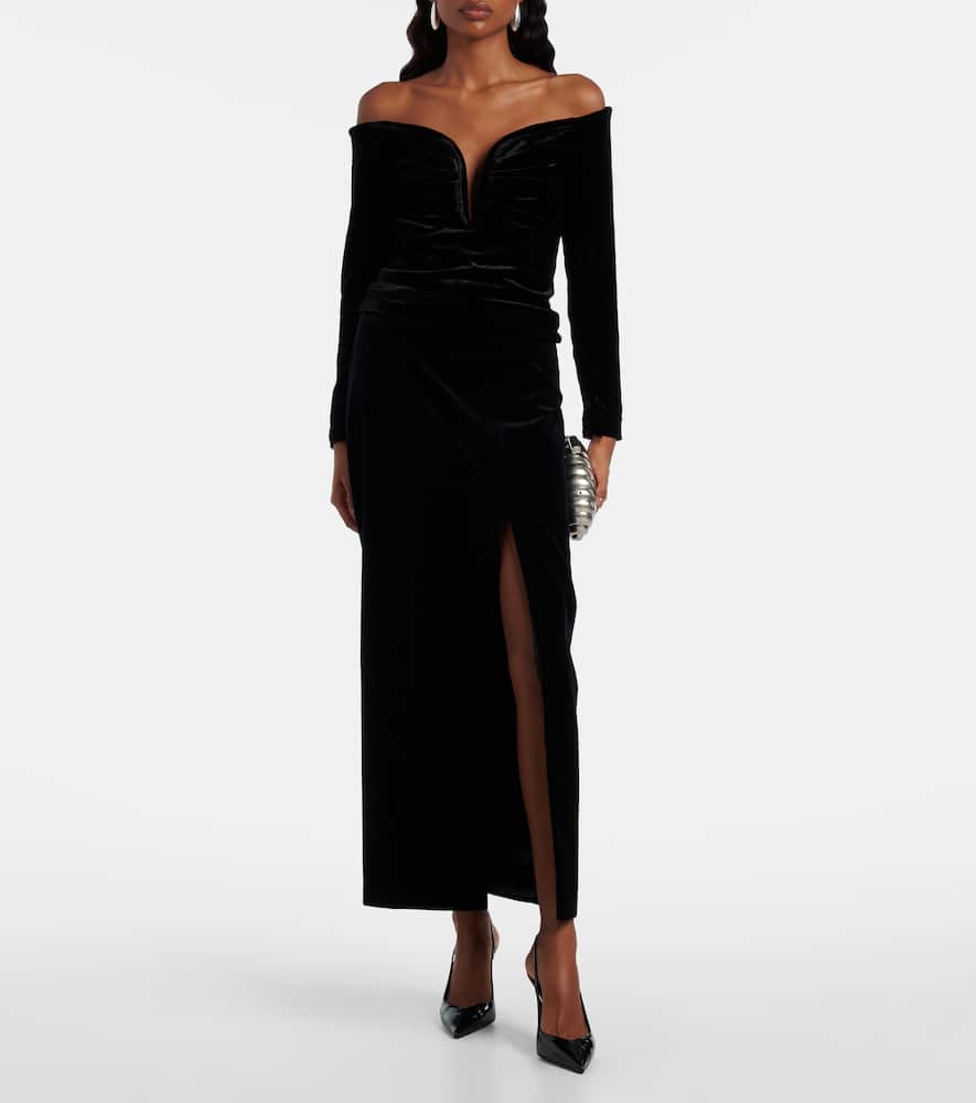 Off-shoulder velvet top
