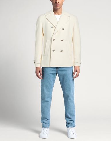 L. b.m. 1911 Man Coat Off white Size 40 Wool, Polyamide