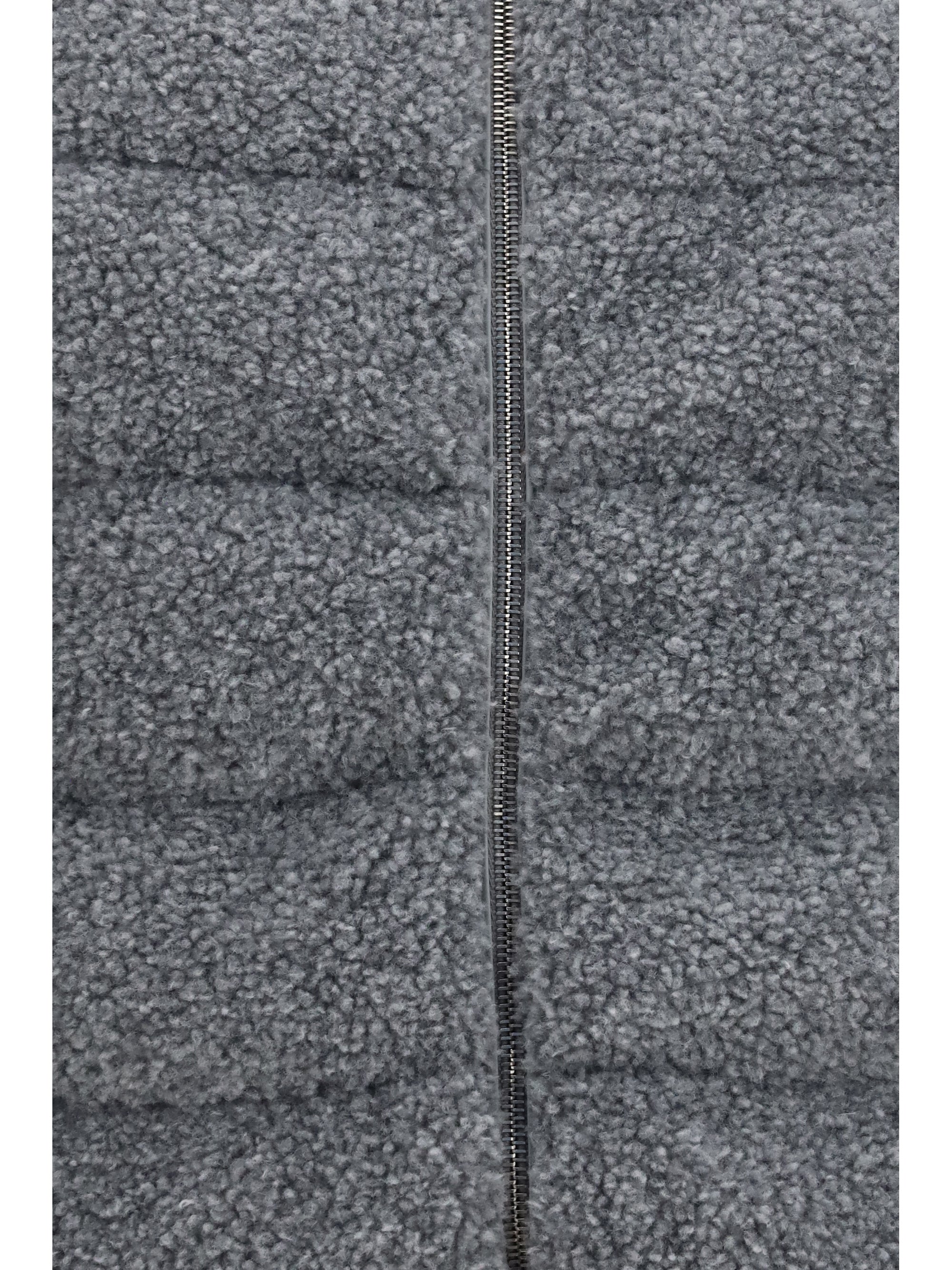 Shearling Front Padded Vest — Gray