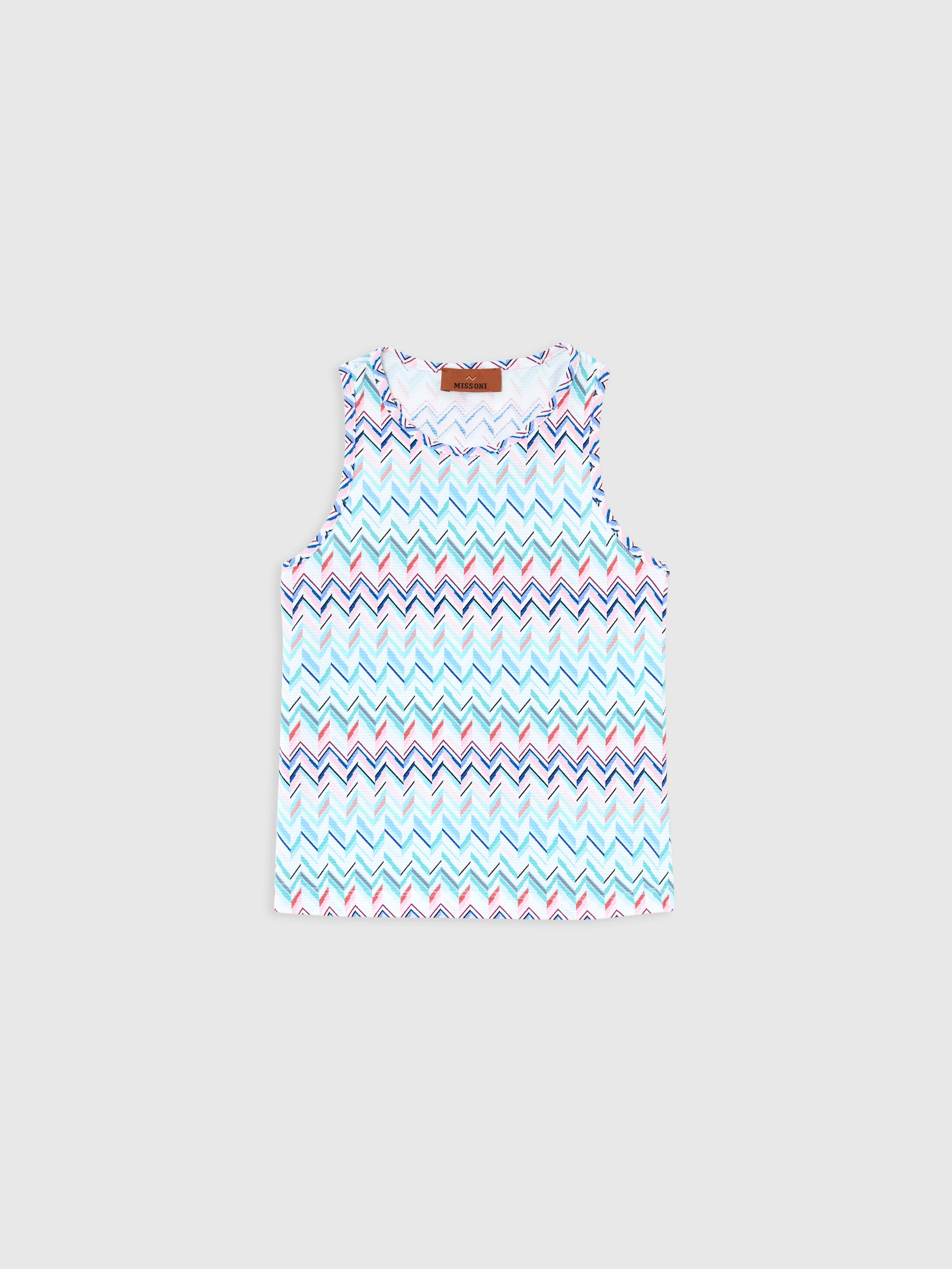 Missoni - Tank top with zig zag motif, Girl, White