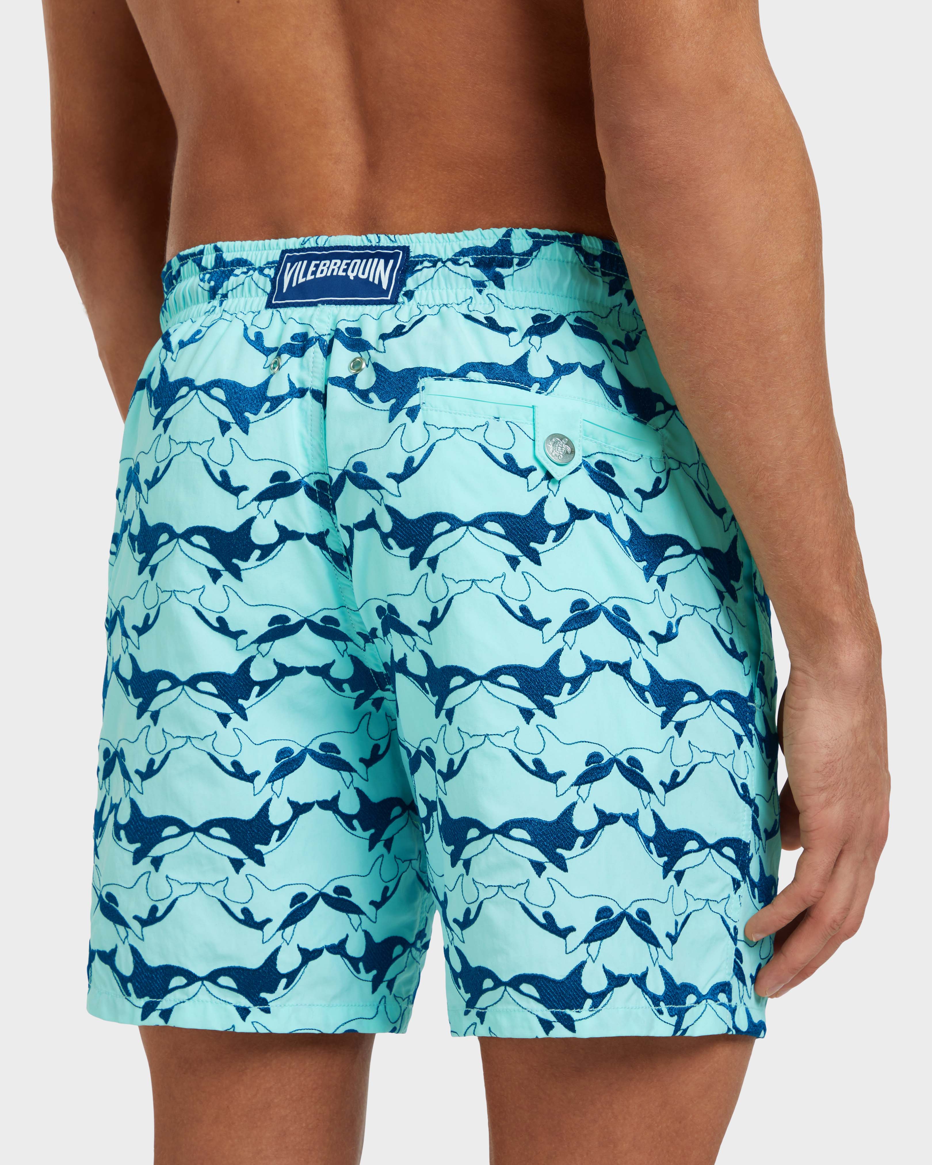 Men Swim Shorts Embroidered Orcas - Limited Edition - Mdb - Mistral - Blue