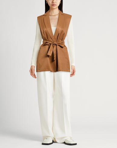 Woman Blazer Brown Size 4 Viscose, Linen