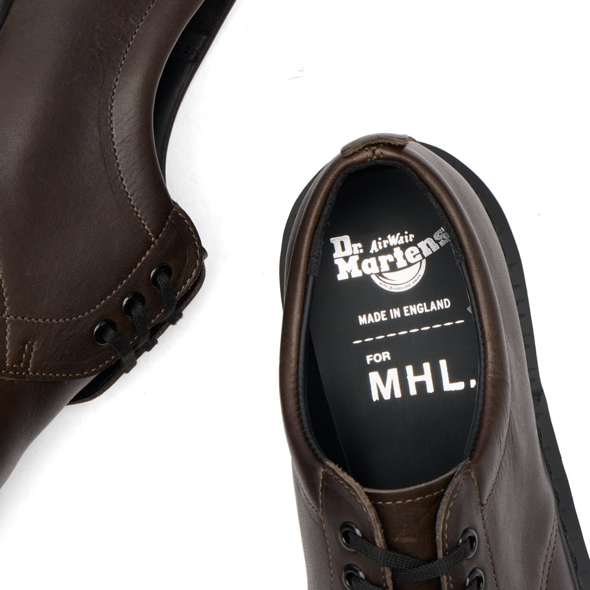 Men's x MHL 1461 Shoe in Dark Brown Grained Oiled