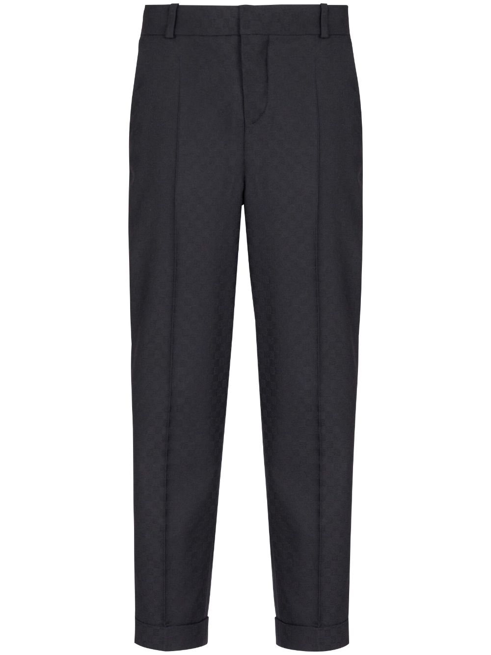 Monogram-jacquard wool trousers - Black