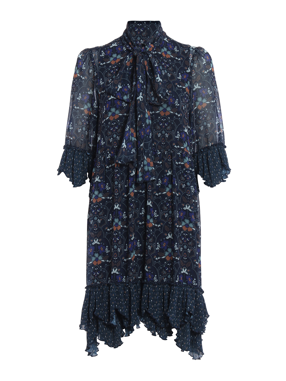 Russian Folk print flounced dress